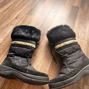 Coach Black and Tan Winter Boots